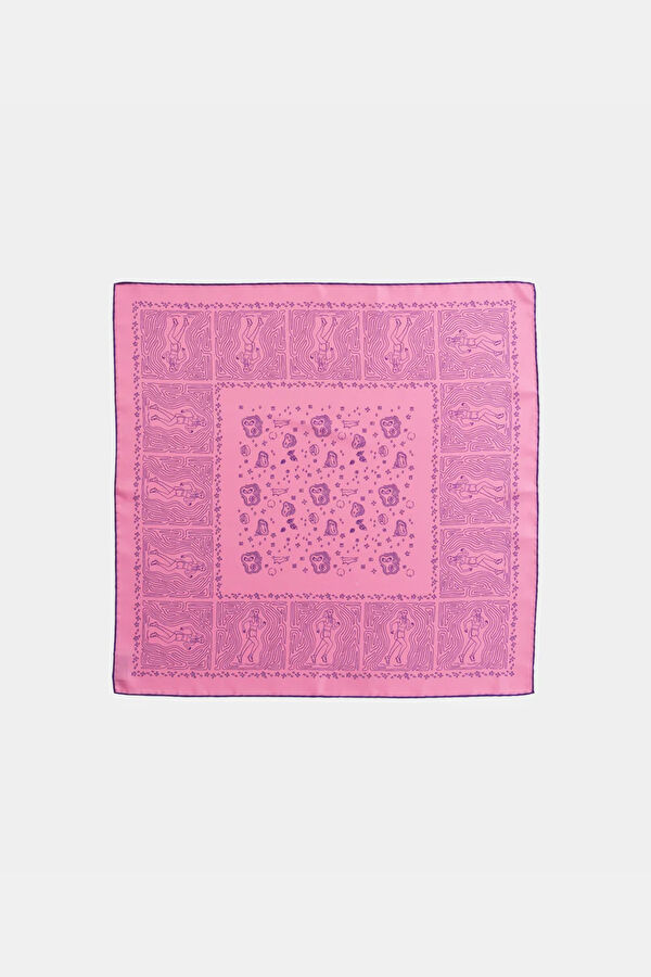 Pembe Desenli Koton Bandana
