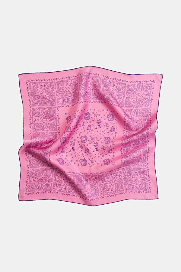 Pembe Desenli Koton Bandana 2