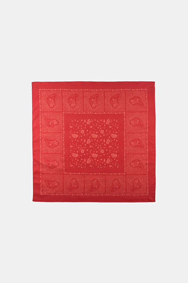 Kırmızı Desenli Koton Bandana