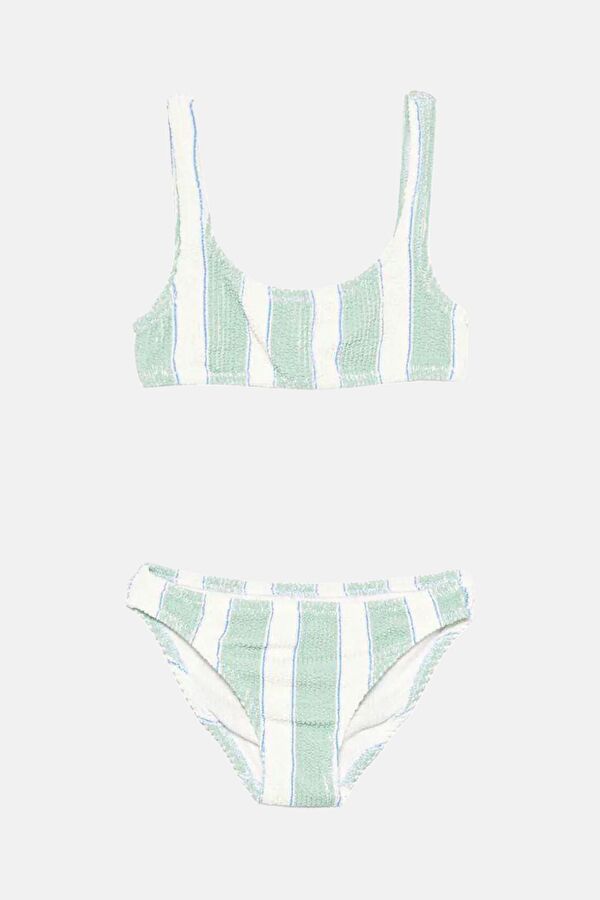 Green Patterned Kids Bikini