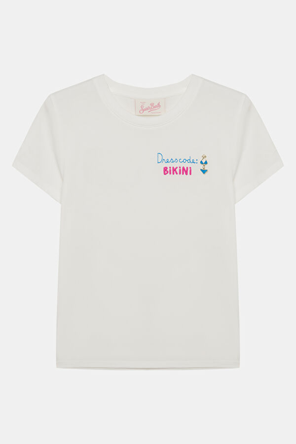 Beyaz Bisiklet Yaka Çocuk T-Shirt