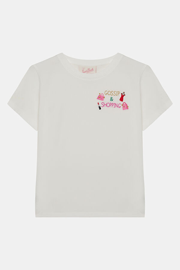 Beyaz Bisiklet Yaka Çocuk T-Shirt