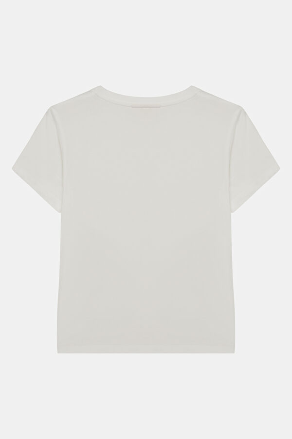 Beyaz Bisiklet Yaka Çocuk T-Shirt 2