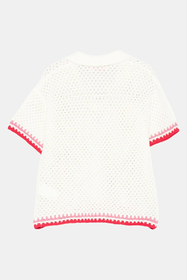 Cream Patterned Short-Sleeved Kids Blouse 3