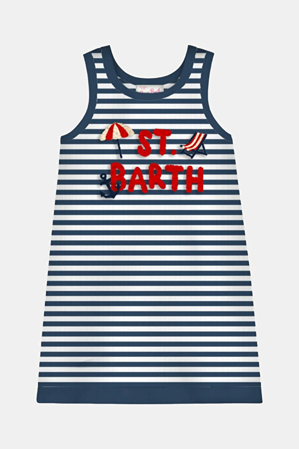 Navy Patterned Mini Kids Dress