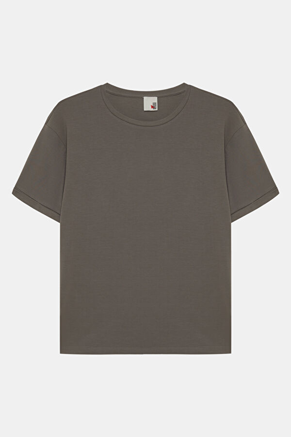 Gri Bisiklet Yaka Erkek T-Shirt