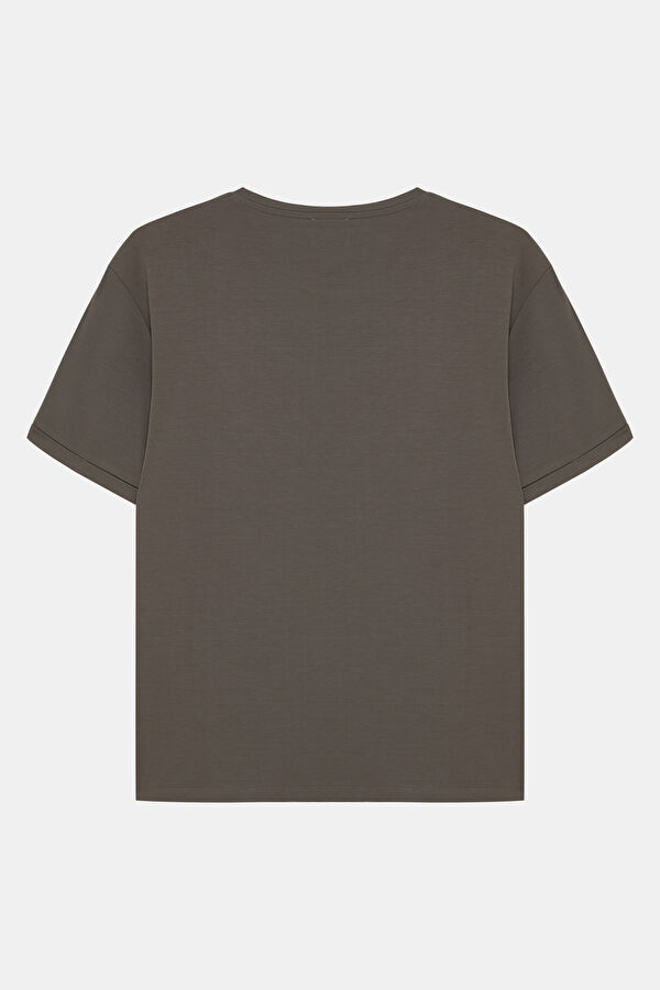 Gri Bisiklet Yaka Erkek T-Shirt 2