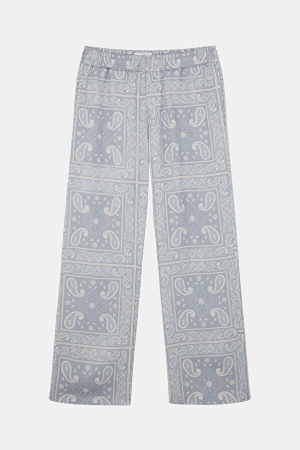 Relax Kalıp Mavi Wide Leg Liyosel Erkek Pantolon