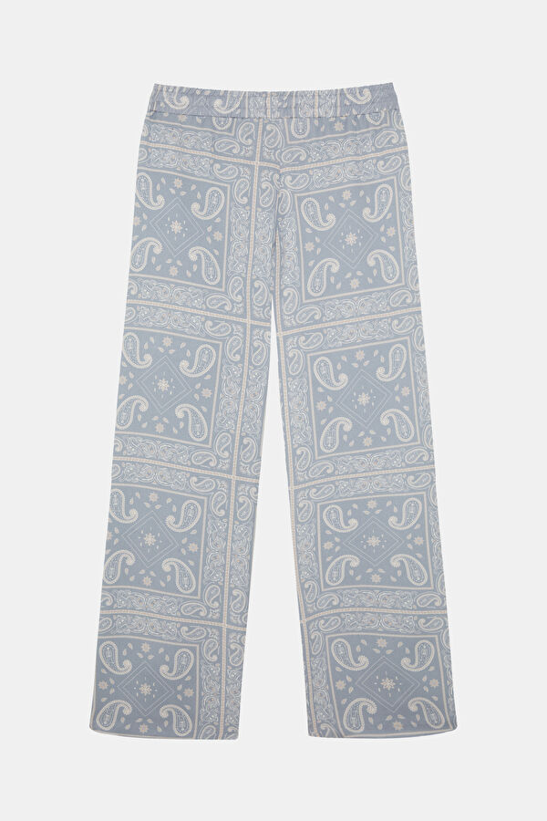 Relax Kalıp Mavi Wide Leg Liyosel Erkek Pantolon 2