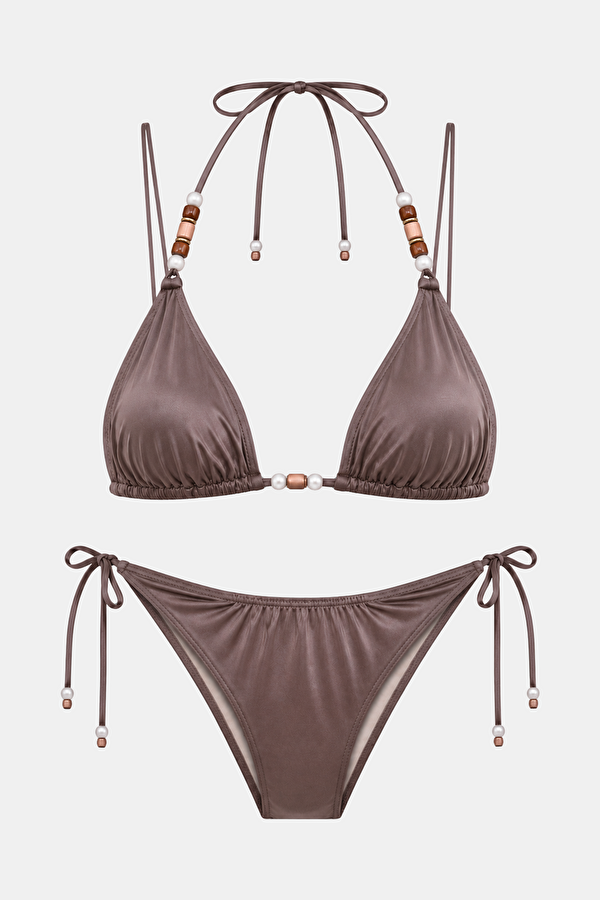 Brown Lace-Up Women's Bikini