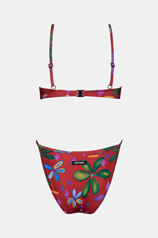 Bordo Desenli Kadın Bikini 2