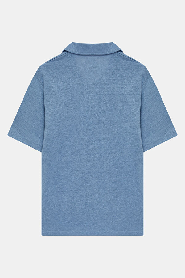 Men's Relaxed Fit Blue Crew Neck T-Shirt 2