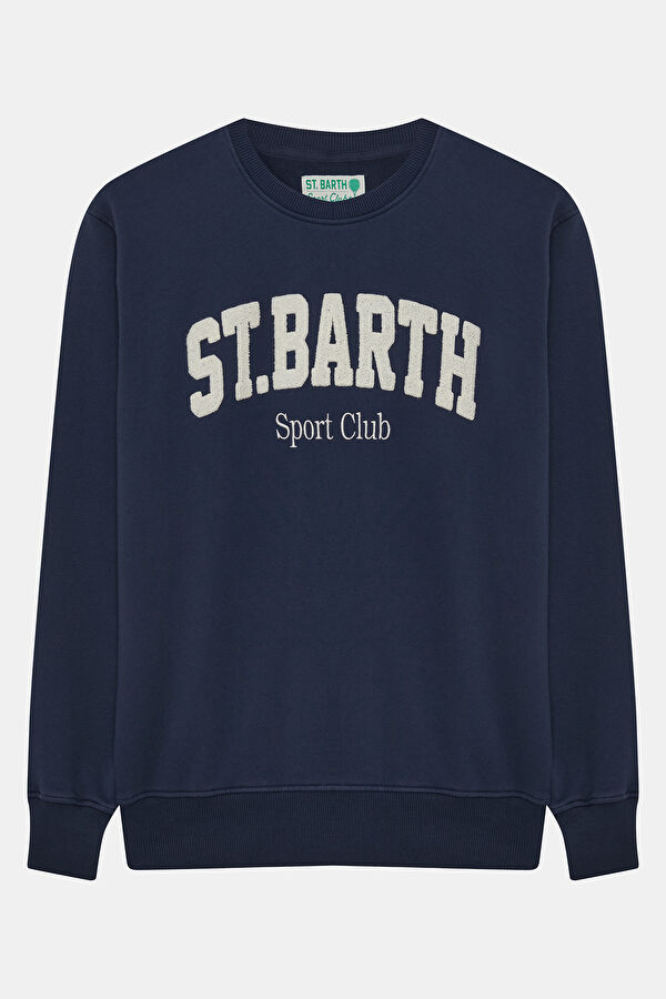 Lacivert Relax Kalıp Bisiklet Yaka Erkek Sweatshirt