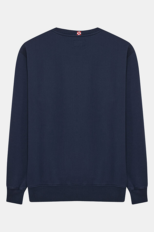 Lacivert Relax Kalıp Bisiklet Yaka Erkek Sweatshirt 2