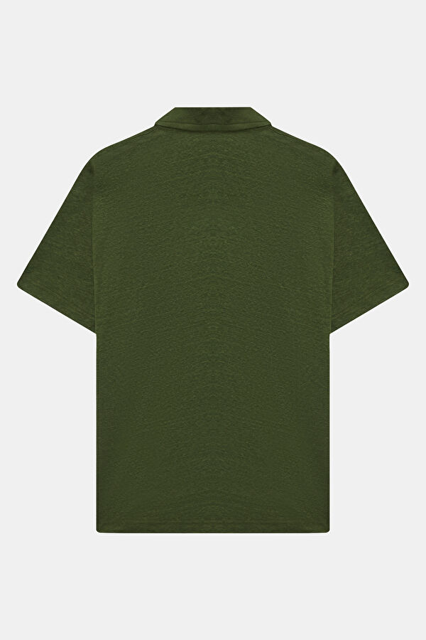 Relax Kalıp Haki Polo Yaka Erkek T-Shirt 2