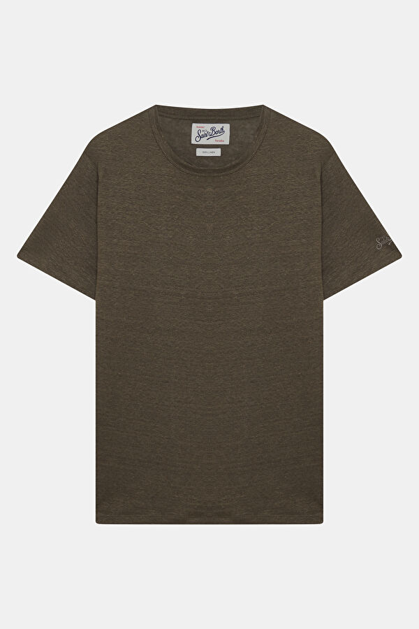 Relax Kalıp Haki Bisiklet Yaka Erkek T-Shirt
