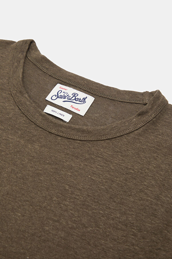 Relax Kalıp Haki Bisiklet Yaka Erkek T-Shirt 3