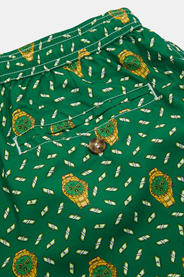 Lighting Micro Fantasy Yeşil Desenli Lastikli Erkek Mayo 7