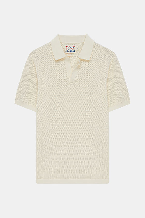 Men's Relaxed Fit Cream Polo Neck T-Shirt