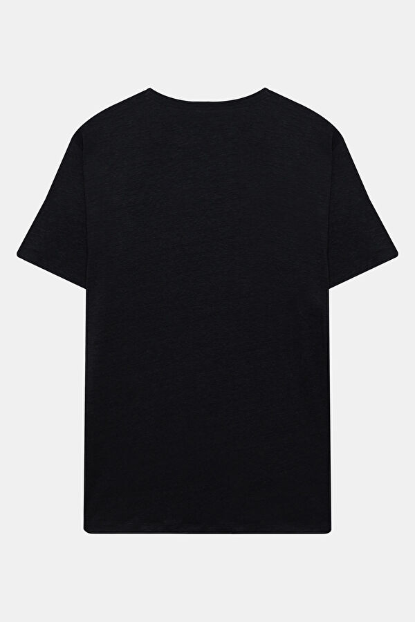 Relax Kalıp Kahve Bisiklet Yaka Baskılı Erkek T-Shirt 2