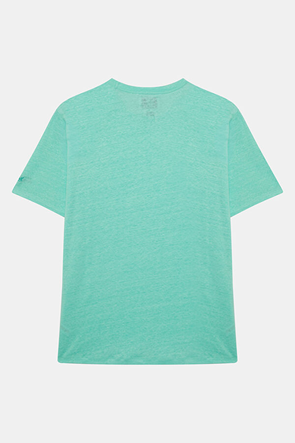Relax Kalıp Su Yeşili Bisiklet Yaka Erkek T-Shirt 2