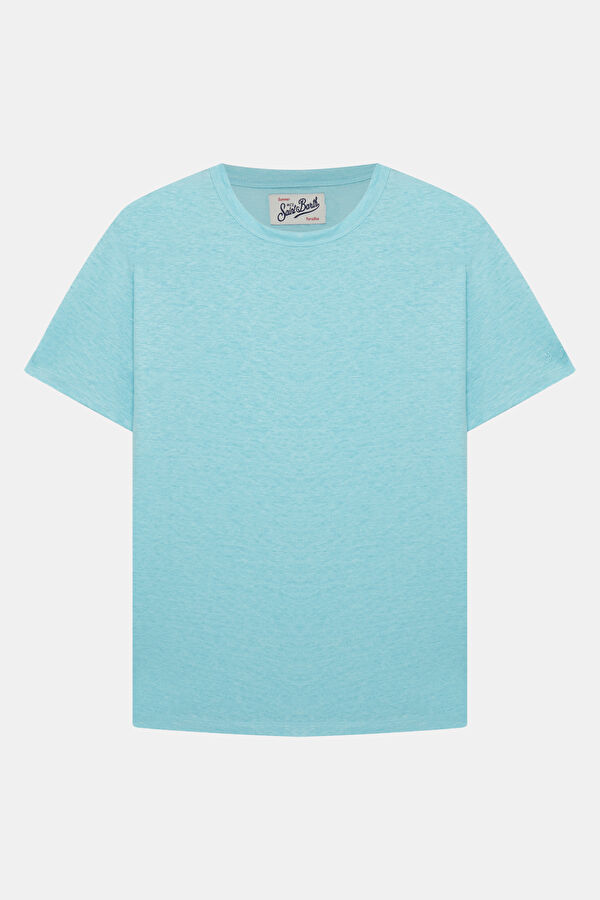 Relax Kalıp Turkuaz Bisiklet Yaka Erkek T-Shirt