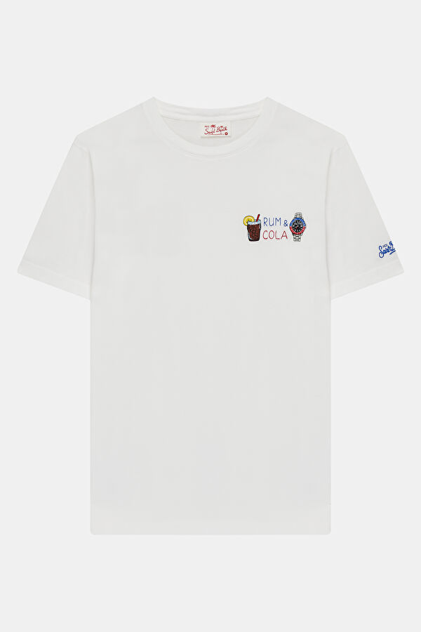 Relaxed-Fit White Crew Neck Printed Men's T-Shirt