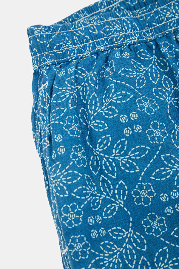 Navy Patterned Elastic-Waist Men's Swim Shorts 4
