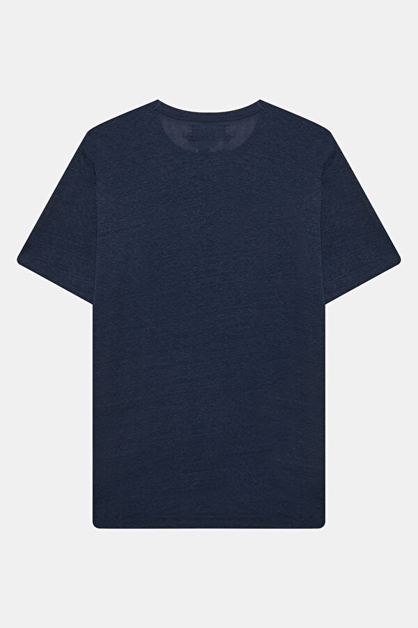 Relax Kalıp Lacivert Bisiklet Yaka Erkek T-Shirt 2