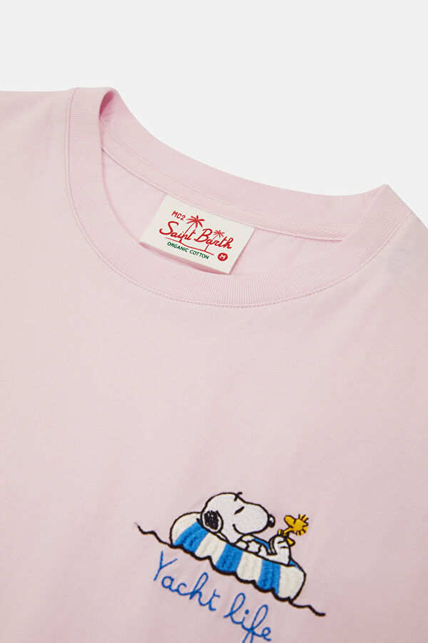 Relax Kalıp Pembe Bisiklet Yaka Baskılı Erkek T-Shirt 3