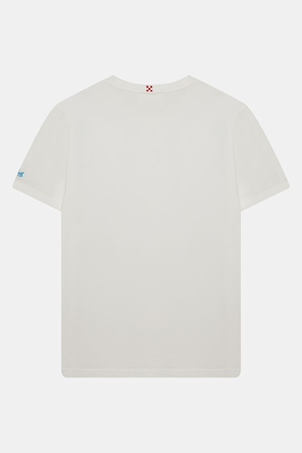 Relax Kalıp Beyaz Bisiklet Yaka Baskılı Erkek T-Shirt 2