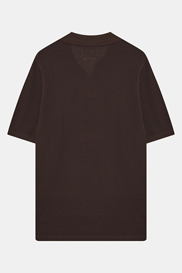Relax Kalıp Kahve Polo Yaka Erkek T-Shirt 2