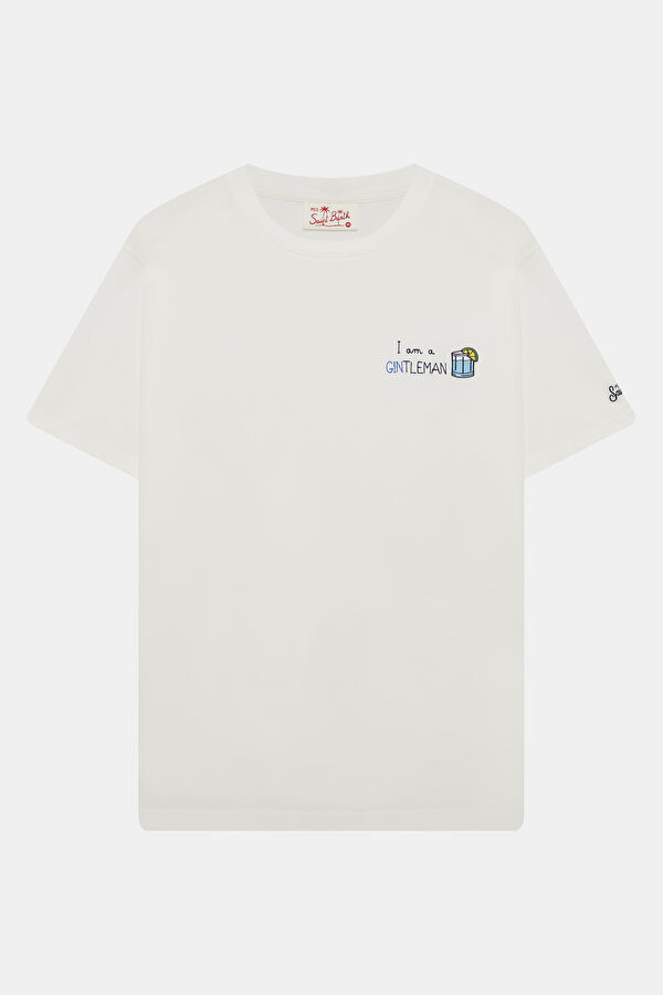 Portofino Relax Kalıp Beyaz Bisiklet Yaka Baskılı Erkek T-Shirt