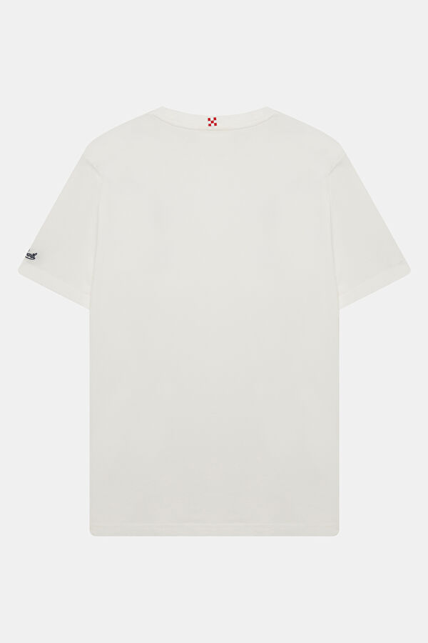Portofino Relax Kalıp Beyaz Bisiklet Yaka Baskılı Erkek T-Shirt 2