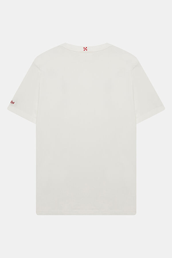 Austin Relax Kalıp Beyaz Bisiklet Yaka Baskılı Erkek T-Shirt 2