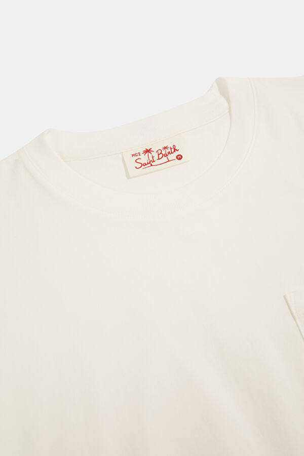 Austin Relax Kalıp Beyaz Bisiklet Yaka Baskılı Erkek T-Shirt 3