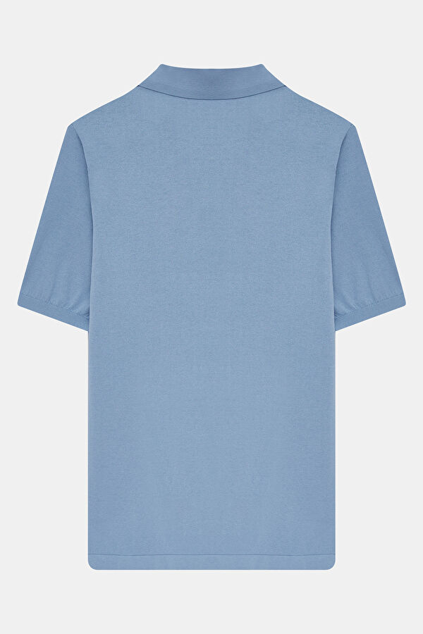 Men's Relaxed Fit Blue Polo Neck T-Shirt 2