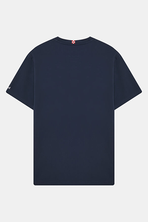 Relax Kalıp Lacivert Bisiklet Yaka Baskılı Erkek T-Shirt 2