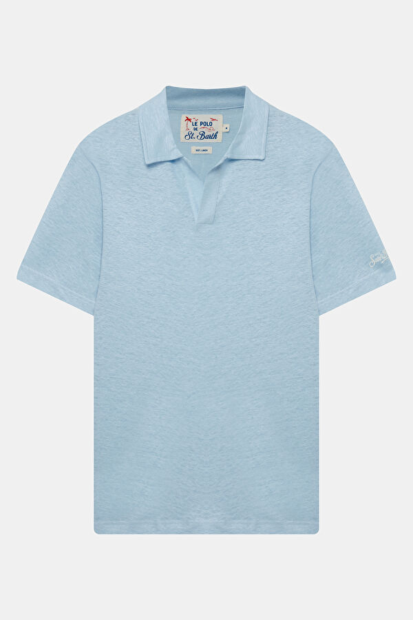 Relax Kalıp Mavi Bisiklet Yaka Erkek T-Shirt
