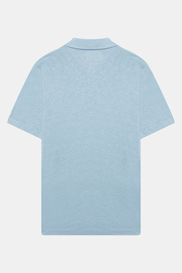 Relax Kalıp Mavi Bisiklet Yaka Erkek T-Shirt 2
