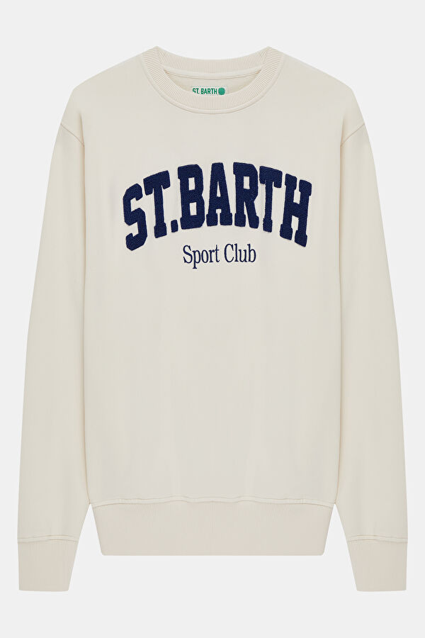 Ecru Relaxed-Fit Crew Neck Men's Sweatshirt