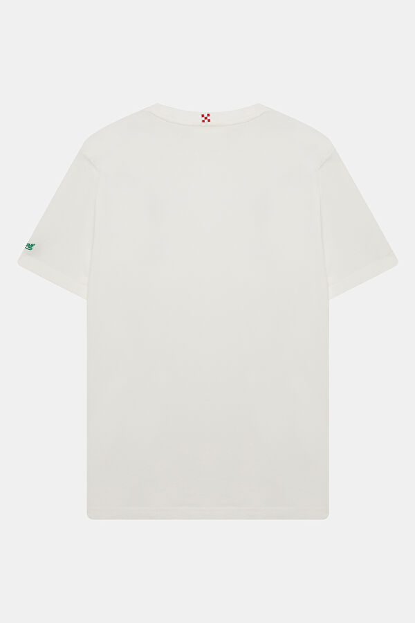 Austin Relax Kalıp Beyaz Bisiklet Yaka Baskılı Erkek T-Shirt 2
