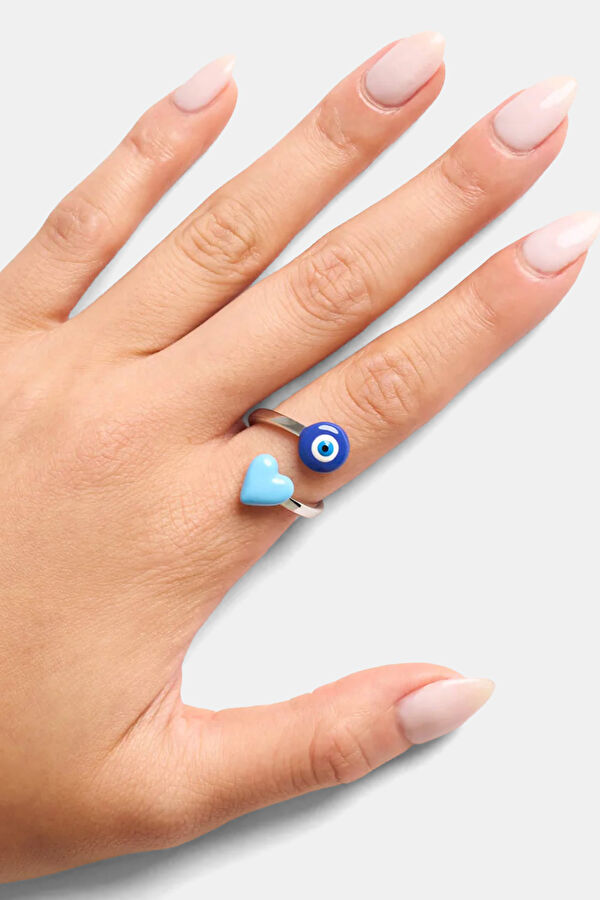 Evil Eye Wrap Gümüş Rengi Kaplama Yüzük 7