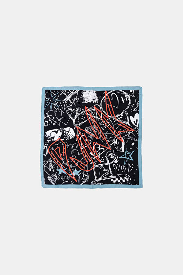 Black Patterned Silk Scarf