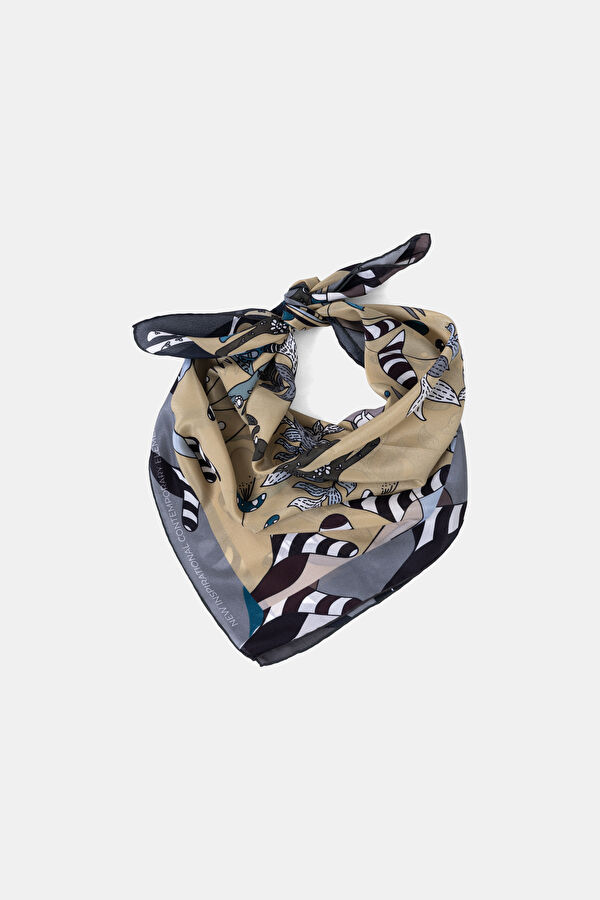 Yellow Patterned Silk Scarf 3
