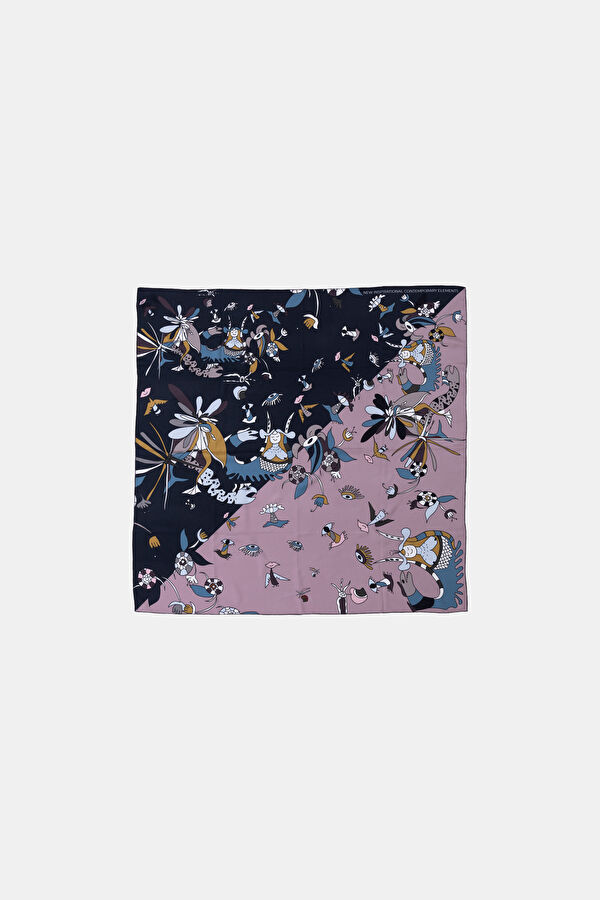 Pink Patterned Silk Scarf