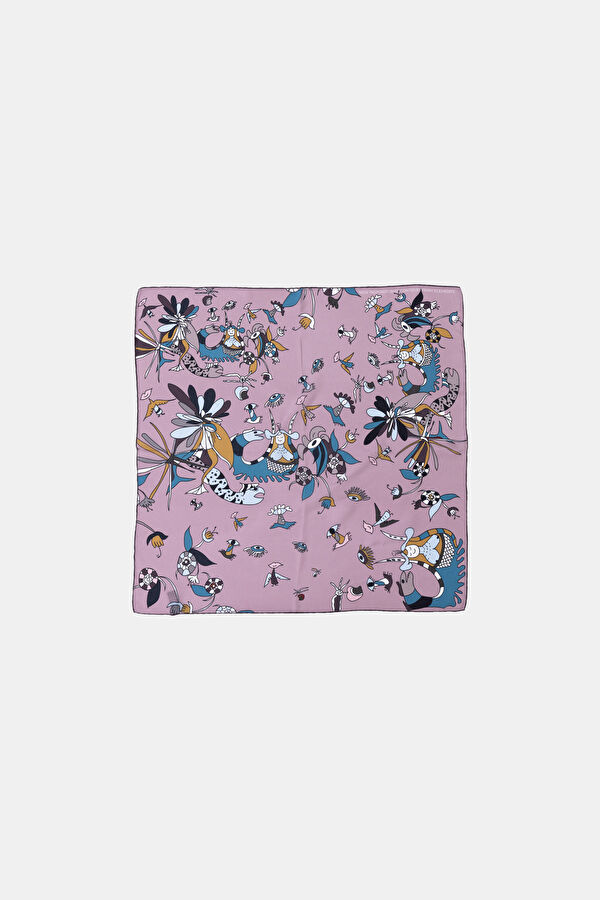 Pink Patterned Silk Scarf