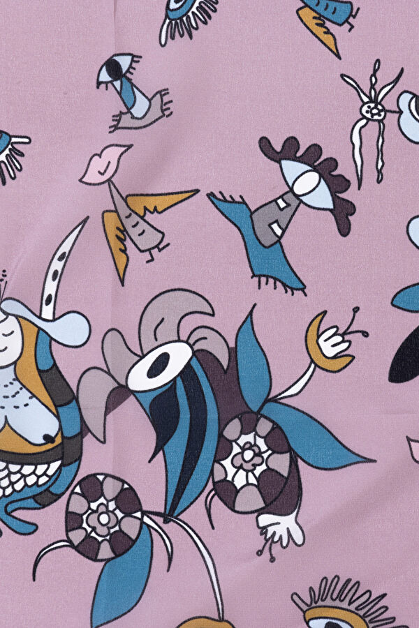 Pink Patterned Silk Scarf 2