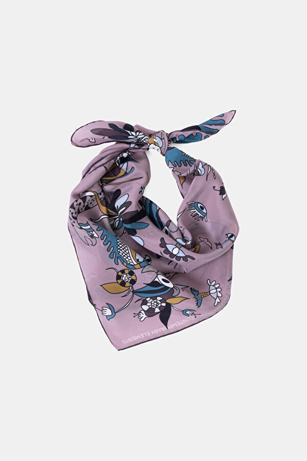 Pink Patterned Silk Scarf 3