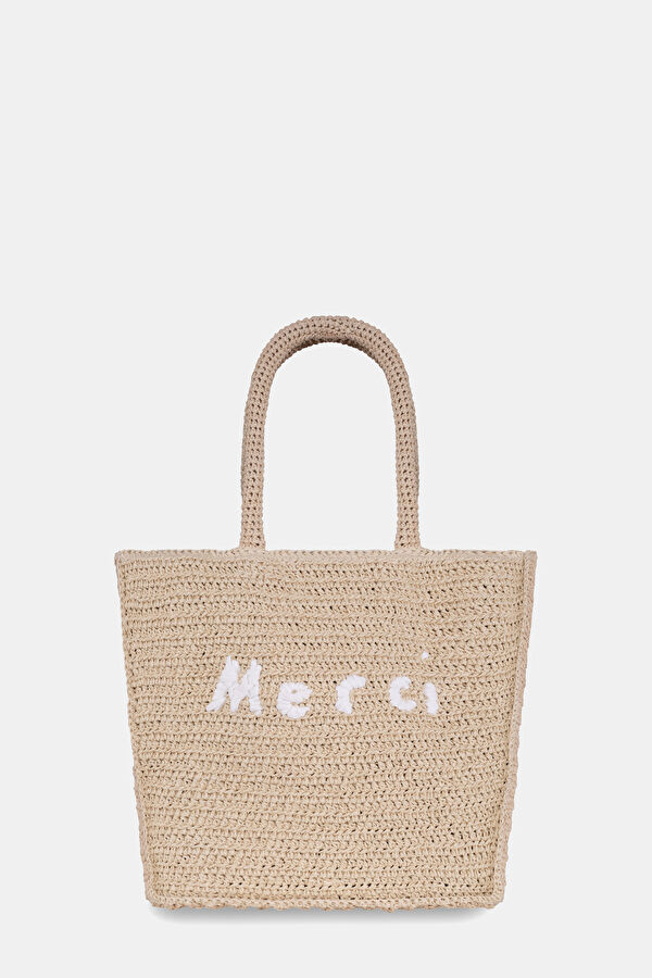 Kaia Large Beige Raffia Bag